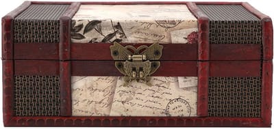 Houten Opbergdoos - Decoratieve Kist - Boeken Sieraden Opbergen - Afsluitbaar Compartiment - 23x16x9.8 cm - Natuurlijk Hout