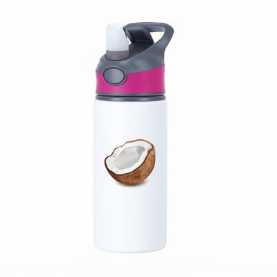 Hacebo® - Kokosnoot waterfles met rietje roze - Fruitschaal - fruit liefhebbers - Kokos - vrucht - gezond eten - water fles - 650ML