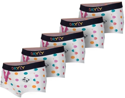 Dryly Plaswekkerbroekje Meisjes (5-pack) - Zindelijkheidstraining - Wizzu Hipster - Wit met figuurtjes - Plaswekker - Maat 98-104