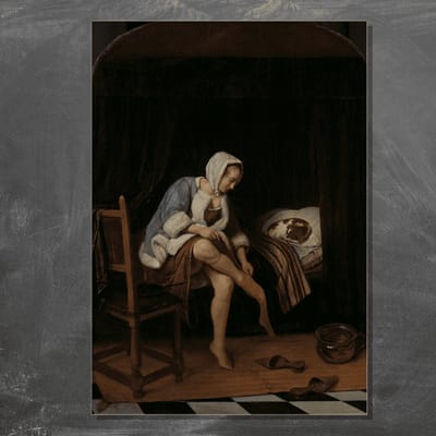 Wanddecoratie / Schilderij / Poster / Doek / Schilderstuk / Muurdecoratie / Fotokunst / Tafereel Het toilet - Jan Havicksz Steen gedrukt op Forex