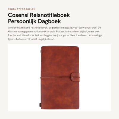 Dailygoods- Reisnotitieboek Klassiek - PU-leer - Navulbaar Notitieblok - Persoonlijk Dagboek - 5 Kleuren - Hoogwaardige Kwaliteit - Notitieboek