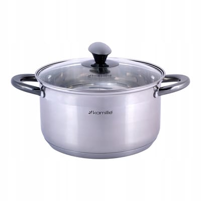 Kamille RVS Pan 4.5L met Glazen Deksel - Geschikt voor Inductie