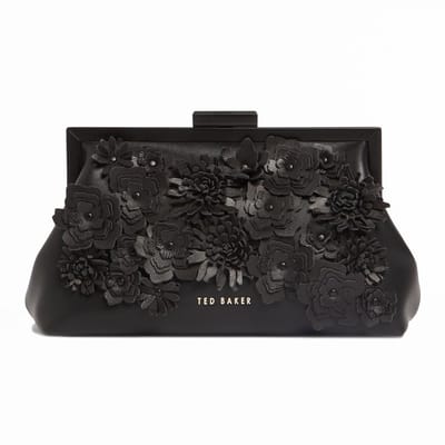 Ted Baker koppeling schoudertas Fiorell Flower 3D Applique Clutch Bag Black zwart