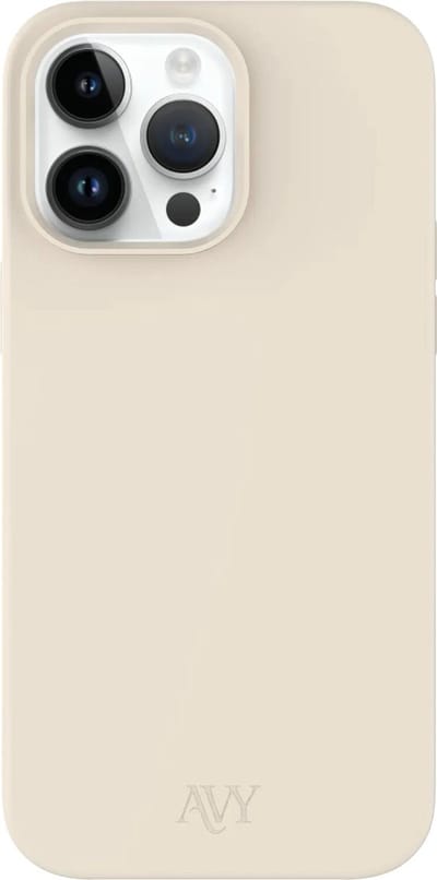 AVY Hoesje geschikt voor Apple iPhone 14 Pro | Compatibel met MagSafe | Back Cover | Liquid Silicone | Comfortabel in de Hand | Beige