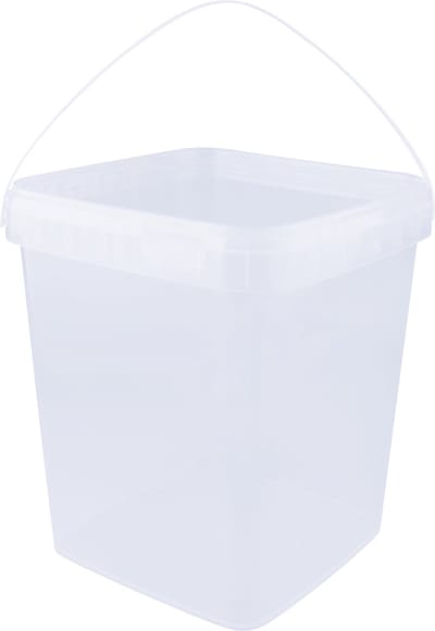 Emmer met deksel - 10,7 liter - vierkant - transparant