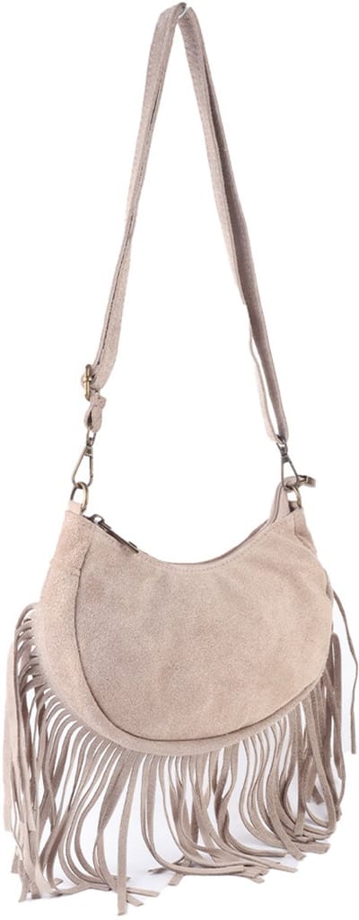 Giuliano Suede schoudertas Carice - Suede - Dames - Made in Italy - Beige