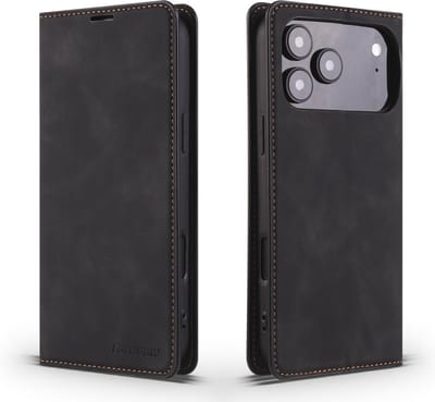 YPCd Wallet Case Pasjeshouder – Geschikt voor Apple iPhone 17 Pro Max – Luxe Bookcase Hoesje met Magnetische Sluiting & Kaartvakken – Zwart