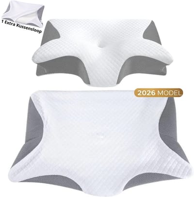 Anti Snurk Kussen – Ademvrij Hoofdkussen – Orthopedisch Memory Foam 60x40 cm – Inclusief Extra Kussensloop – Tegen Snurken & Nekklachten – 2026 Model FluxGoods