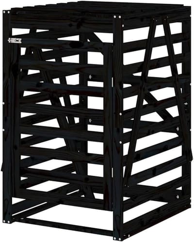 Containerberging Hout - Afvalbak Omkasting - Tuin Opruimen - Ventilatie Ontwerp - 84x90x1285 cm - Zwart