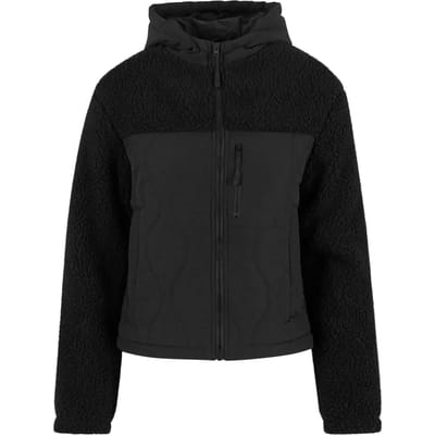 Urban Classics - Sherpa Crinkle Nylon Mix Jacket - L - Zwart/Zwart