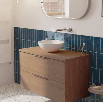 Saqu Lima badmeubel incl. mat witte waskom 100x51x77cm toffee – rvs greep
