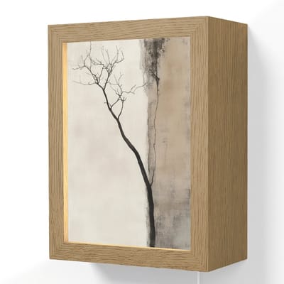 Wandlamp 15x20 cm - Oplaadbaar - Wabi sabi - Plant - Beige - Wandlampen binnen woonkamer - Slaapkamer lamp met kabel - Decoratieve nachtlamp - Vloerlamp snoer