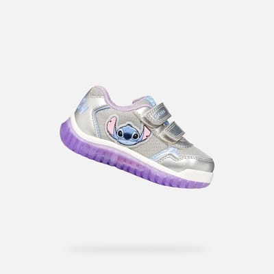 GEOX LIGHTYLOO PEUTERMEISJES Sneakers - ZILVER/LILA - Maat 24