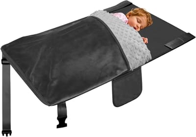 Peuter Vliegtuigbed - Reisbed - Comfortabel Reizen - Zachte Flanellen Stof - 80 x 45 cm - Zwart