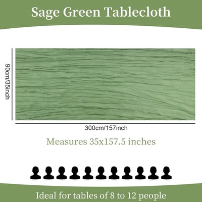 Dailygoods- Tafelloper Saliegroen 90 x 400 cm - Tafeldecoratie - Bruiloft - Polyester - Herbruikbaar - Zijdezacht materiaal - Tafelkleed