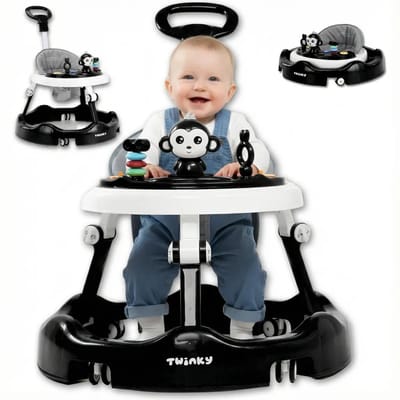 Twinky® Babywalker – Luxe Loopstoel met 3-delige speelset – Loopstoeltje voor Baby inclusief Voetenmat en Steel