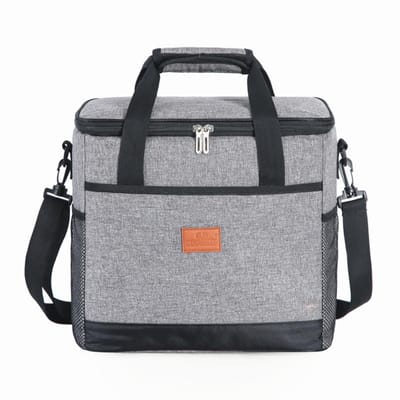 GELLDG Geïsoleerde tas - 25 liter - Grote inhoud - Zachte koeltas - Draagbare geïsoleerde tas - Geschikt voor reizen, picknicks, kamperen, strand - Geschikt voor het bewaren van boodschappen en diepvriesproducten - Grijs