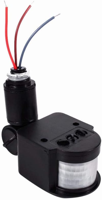 Bewegingsmelder - Infrarood Sensor - Automatische Verlichting - 180 Graden Detectie - 12 Meter Bereik - Zwart