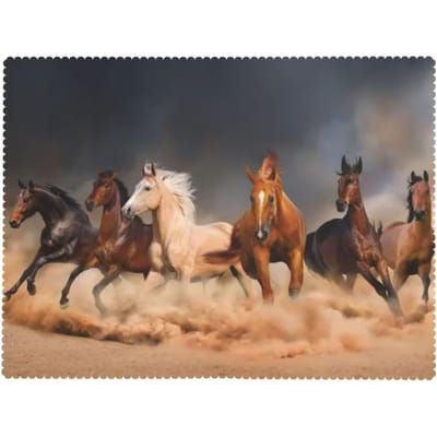 Paard Rechthoekige Tafelkleed Kudde Rennen in Zandstorm Vintage Amerikaanse Westelijke Dierendruk Wasbare Tafelhoes 100x140cm
