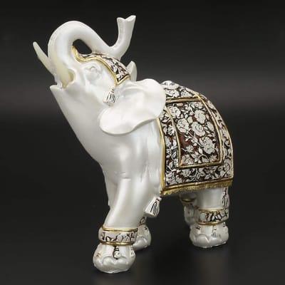 Dailygoody - Olifantenbeeldje - Vintage Decoratie - Witte Kleur - Lucky Olifant - Ornament voor Wooncultuur - Perfect Cadeau