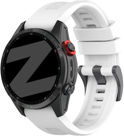 Bandz Sportbandje Siliconen 22mm Classic⬢ geschikt voor Garmin Fenix 9 (Pro) 47mm - Fenix 8 (Pro-E-47mm) - Fenix 7 (Solar-Pro) - 6 (Solar-Pro) - Fenix 5 (Plus) / Forerunner 970 - 965 - 955 - 945 - 935 - 745 / Quatix 8 - 7 - 6 - 5 - Wit