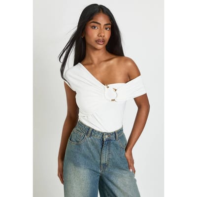 boohoo Dames Dubbellaags Slinky Bodysuit Met Slangendetail | Ivory | Maat: 6