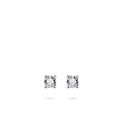 Jewels Inc. - Oorbellen - Oorstekers - Solitaire gezet met Zirkonia - 5mmØ - 14 Karaat Witgoud