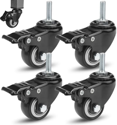 Zwenkwielen met Rem - 40mm Meubelwielen met 360 Graden Rotatie voor Zware Lasten