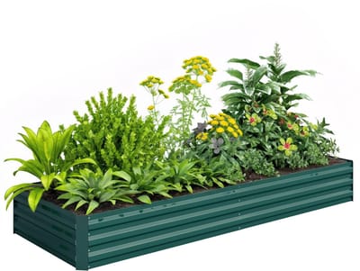 Outsunny verhoogde plantenbak - gegalvaniseerd staal - groen