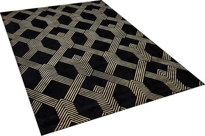 VEKSE - Vloerkleed - Zwart/Goud - 140 x 200 cm - Viscose