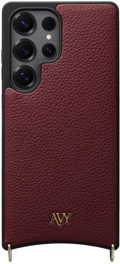 AVY Leren Hoesje geschikt voor Samsung Galaxy S25 Ultra | Compatibel met MagSafe | Leather Case | Back Cover | Haakjes voor koord | Burgundy