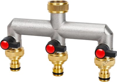 3-weg waterverdeler, 3-weg verdeler water 3/4 inch messing wateraansluiting verdeler, tuinslang met 3/4 inch adapter, kogelkraan voor grote tuinirrigatie tuinslaapjes