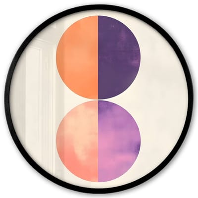 Poster in lijst Rond - Fotolijst 40x40 cm - Posters - Abstract - Cirkels - Paars - Ronde posterlijst zwart - Decoratie - Wanddecoratie woonkamer - Muurdecoratie slaapkamer