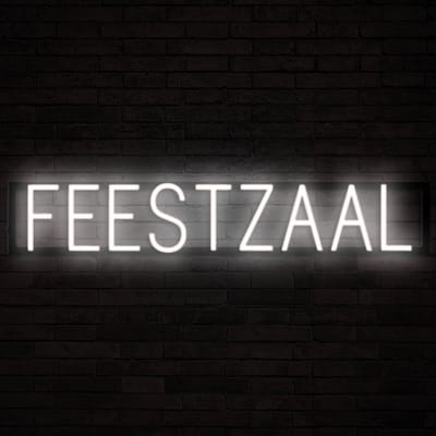 FEESTZAAL - Lichtreclame Neon LED bord verlicht | SpellBrite | 86,2 x 16 cm | 6 Dimstanden & 8 Lichtanimaties | Reclamebord neon verlichting