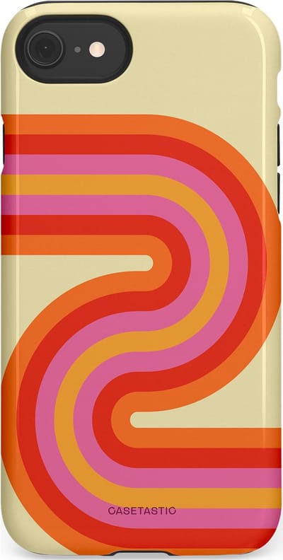 Casetastic hoesje geschikt voor Apple iPhone SE / Apple iPhone 7 / Apple iPhone 8 - Dubbellaagse bescherming - Retro wave - Fashion Case - Zand Rood Oranje Roze