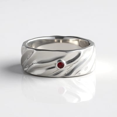 Cavill - Zilveren Ring Geplatineerd - 925 Sterling Zilver - Rode Spinel 0 034 ct - Modern Breed Plat Design - Edelsteenring Dames Tanzania