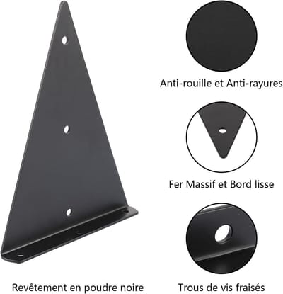 4-delige Driehoekige Plankdrager Zwart 170x130mm | Onzichtbare Planksteunen, Stevige Plankdragers, Discrete Plankbeugels