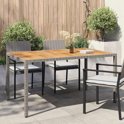vidaXL Tuinstafel Grijs 150 x 90 x 75 cm poly rattan
