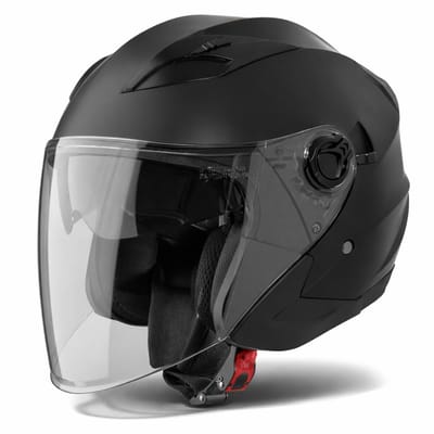 VINZ Calobra Jethelm met Zonnevizier - Scooterhelm & Motorhelm & Brommerhelm - ECE 22.06 - Mat Zwart - S