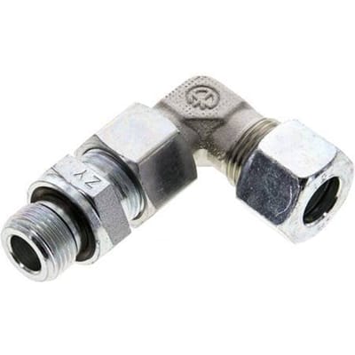 12L & G3/8'' Verzinkt Stalen L-Vorm Snijringkoppeling Buitendraad 315bar Verstelbaar ISO 8434-1
