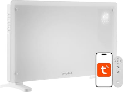 Evolar Elektrische Kachel - 2500 Watt - 30m2 - WiFi - Convectorkachel - Thermostaat & Timer - 3 standen - Verwarmingspaneel - Paneelverwarming - EVO-GPH25WW