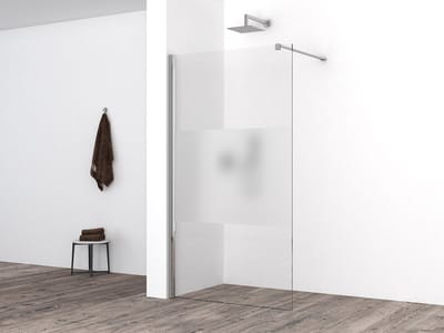 Wiesbaden Partly inloopdouche 100x200cm 10mm NANO coating glas met gedeeltelijk mat glas aluminium profiel zilver