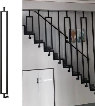 Trapleuning Metaal - Balustrade Paal - Valbeveiliging Trap - Roestvrij Hoge Temperatuur Verf - 120 cm Lengte - Zwart