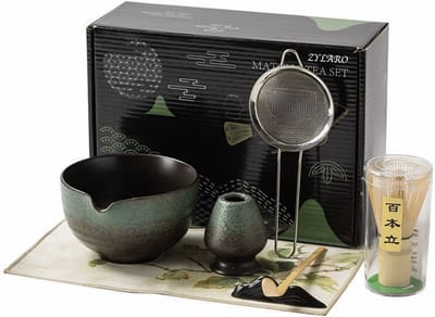 ZYLARO Matcha Set - 7-delig - Matcha Starterkit - Matcha Klopper - Matcha Kom - Matcha Lepel - Bamboe Accessoires - Matcha Thee Set