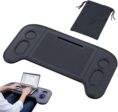 Dienblad voor auto - Eetstandaard laptop - Eten en werken - Inklapbaar en stabiel - 42.5 x 40 cm - Zwart