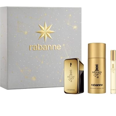 Parfumset voor Heren Paco Rabanne 1 MILLION 3 Onderdelen - Deodorant 150 ml - Eau de Toilette 10 ml - Eau de Toilette 50 ml