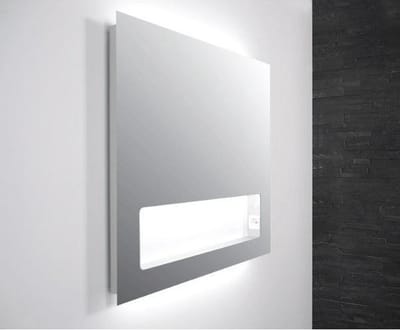 INK SP8 spiegel met geintegreerd planchet en LED verlichting onder/boven en binnenzijde 80x80x8cm Alu