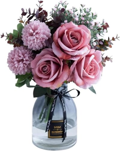 Kunstbloemen met vaas - Nepbloemen Zijden Rozen - Woondecoratie - Verwelken niet - 1 kg - Kleur A