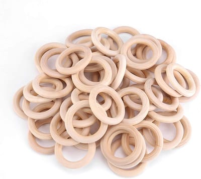 50 Stuks Houten Ringen 50mm voor Macramé, DIY Ambacht en Sieraden Maken, Onbehandeld Hout voor Creatieve Projecten