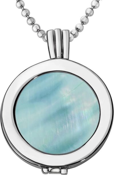 Quiges - Munthouder met Ketting en Munt 25mm Schelp Lichtblauw - Zilverkleurig - EPRHZ017